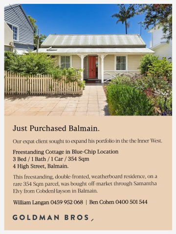 Bought - 4 High Street, Balmain